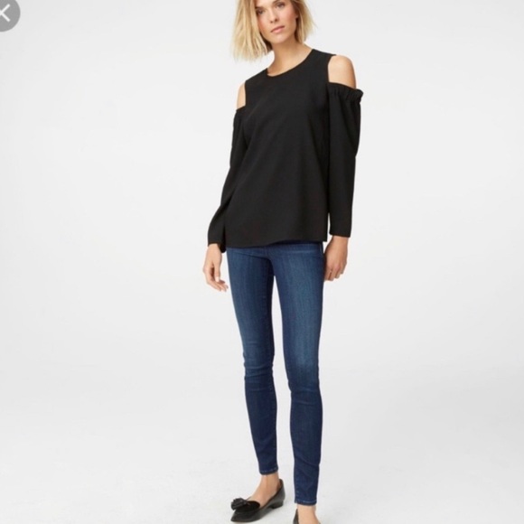 Club Monaco Black Cold Shoulder Blouse - Picture 3 of 10